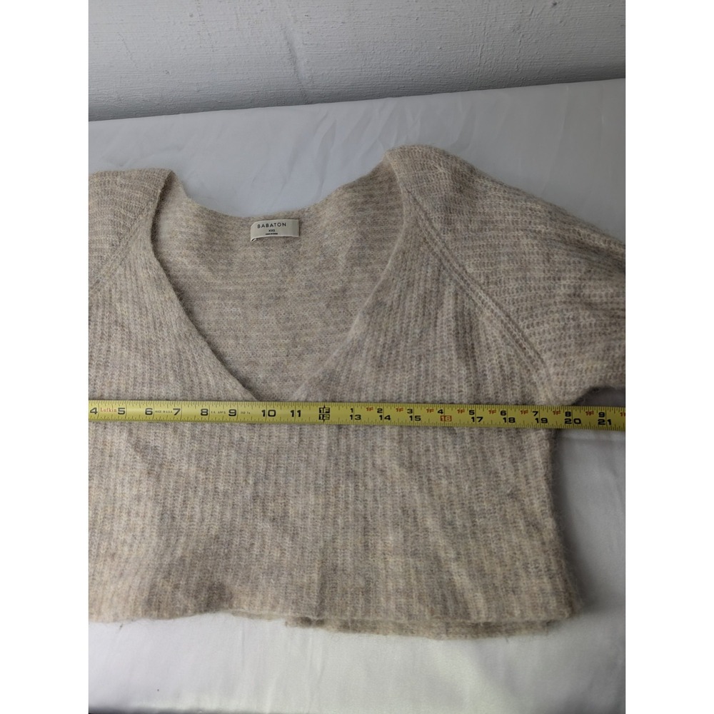 Babaton Aritzia XXS  V-Neck Crop ‎ Alpaca Blend Sweater Oversized - Picture 7 of 8